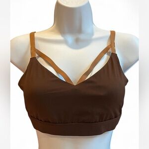 NWT OFFLINE by Aerie Brown Padded Strappy Sports Bra M